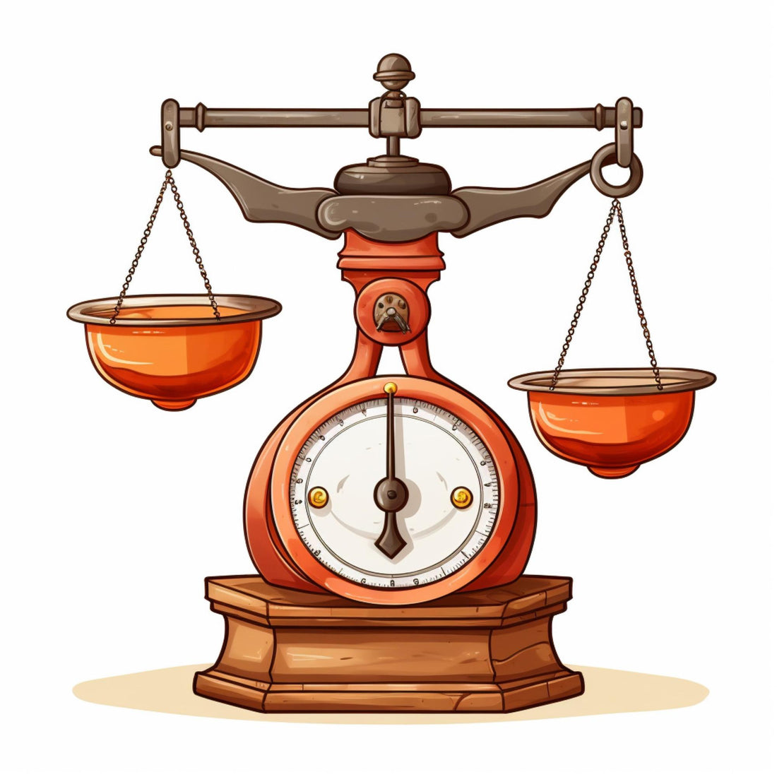 Image: A cartoon of balance weighing scales with the right-hand side dipping to a lower level than the left.